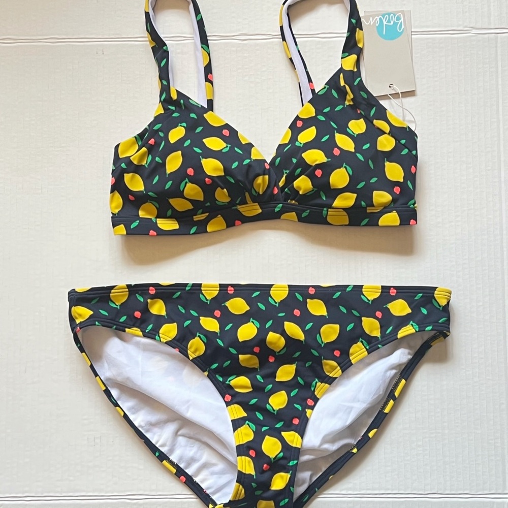 NWT Boden Lemon Print 2 Piece Bikini Set Sz 8/10